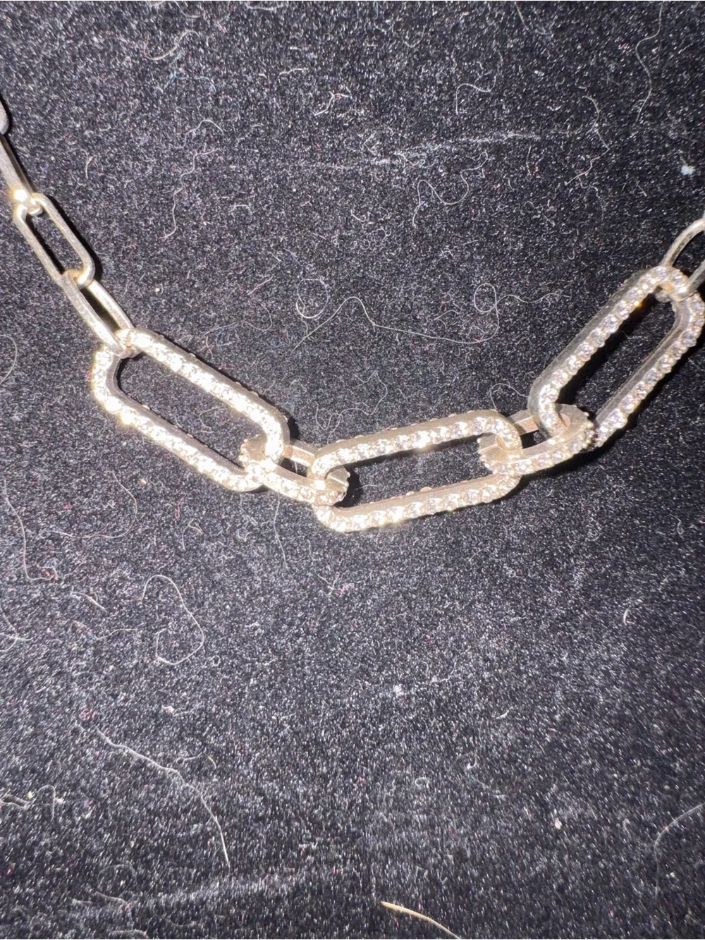 Brighton silver Link Chain Necklace with Pavé Rectangular Links